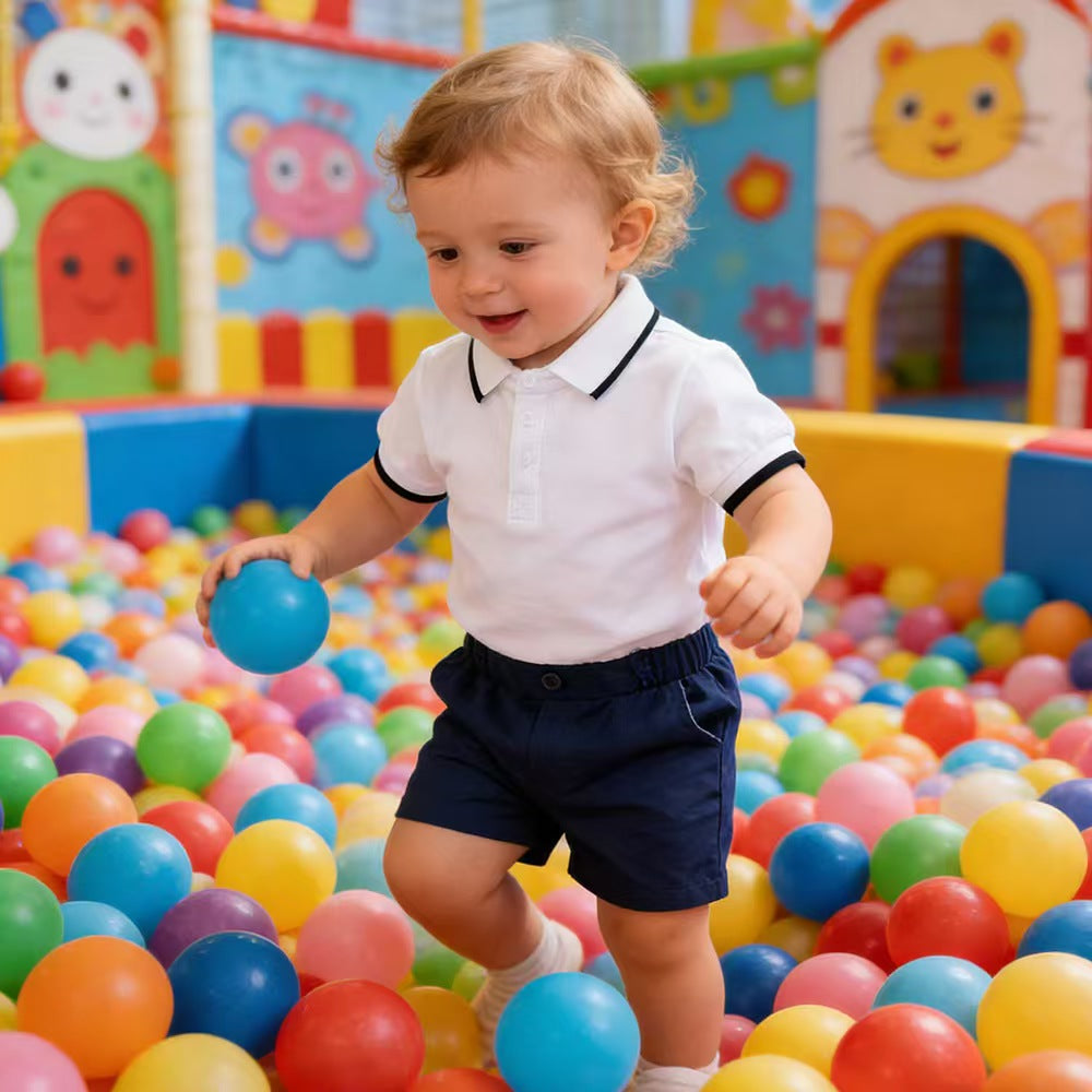 Baby Boy Gentleman Nautical Polo Romper & Shorts Set with Hat