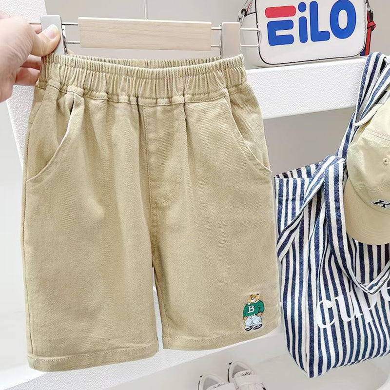 Kids Boys Cute Bear Print Casual Shorts Elastic Waist Beach Shorts