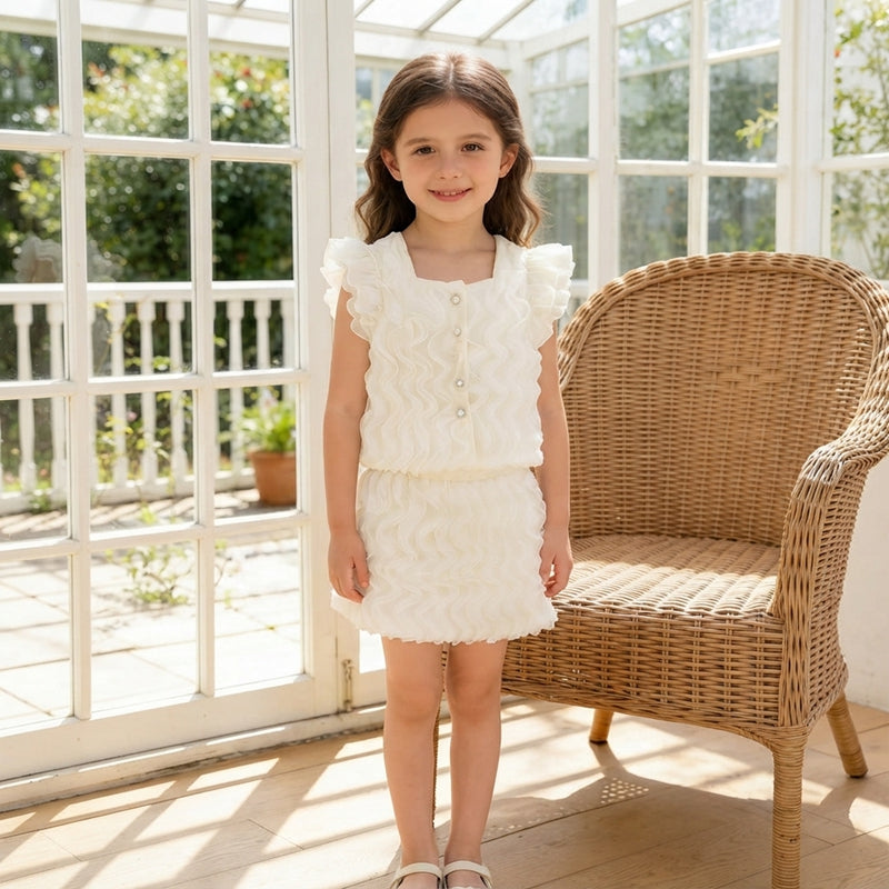 Elegant Ruffle Blouse and Skirt Set for Girls - Boutique Kids Summer Outfit