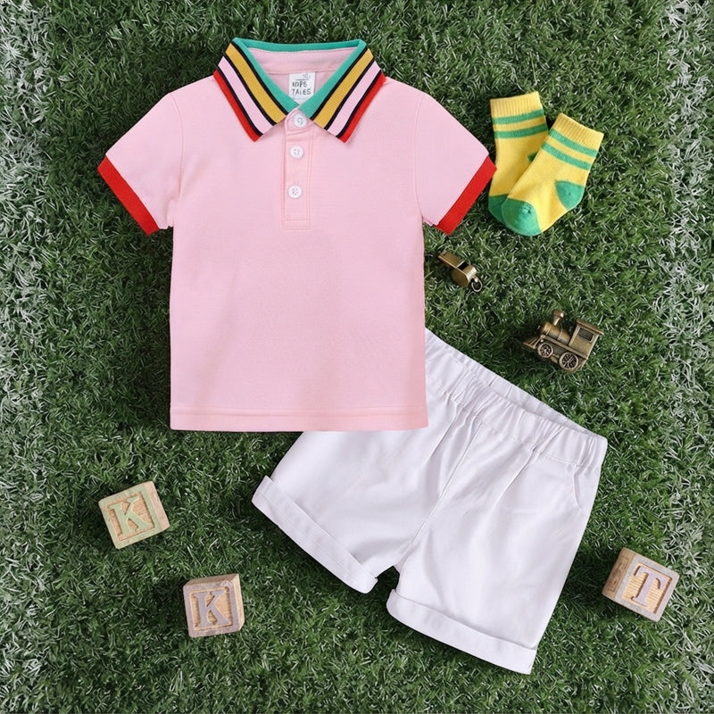 Kids Toddler Boys' Soccer Polo Shirt and Shorts Set - Breathable Summer Casual Outfit