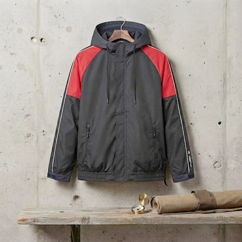 Custom Men's Color-Block Hooded Pullover Windbreaker - Personalized Outdoor Gear