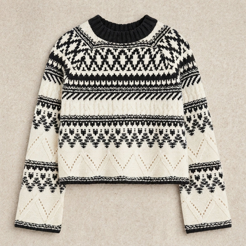 Custom Alpine Frost Fair Isle Sweater - Personalized Winter Geometric Crewneck