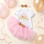 Baby Girl 2nd Birthday Outfit Set Tutu Skirt Onesie Headband Toddler Girl Birthday Party Dress Costume