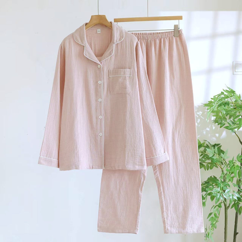 100% Cotton Floral Print Long Sleeve Pajama Set | Women's Vintage Button-Down Loungewear Sleepwear