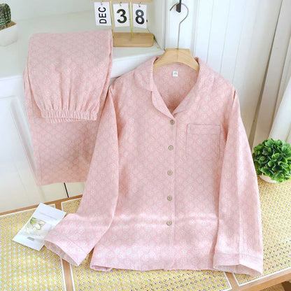 100% Cotton Floral Print Long Sleeve Pajama Set | Women's Vintage Button-Down Loungewear Sleepwear
