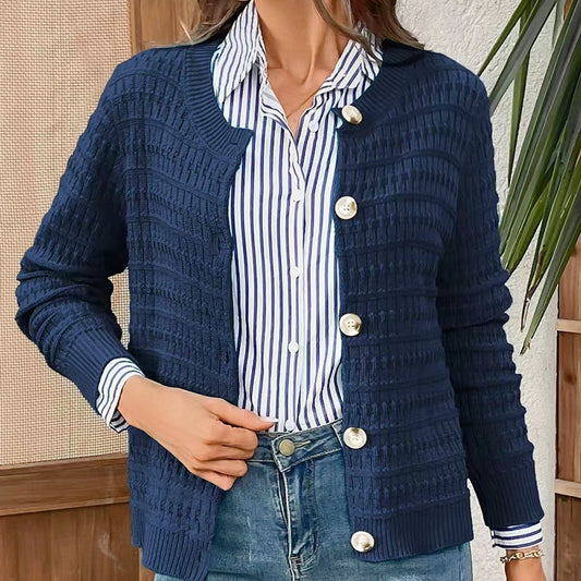 Women's Casual Single Breasted Long Sleeve Knit Cardigan Sweater Top