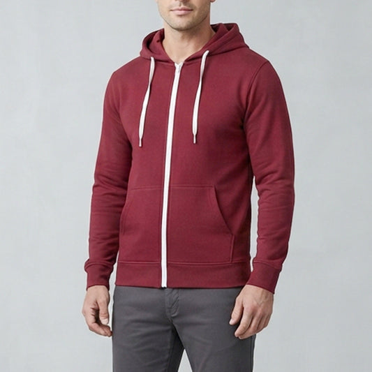 Men's Slim Fit Full Zip Hoodie with Pockets - Casual Athletic Track Jacket