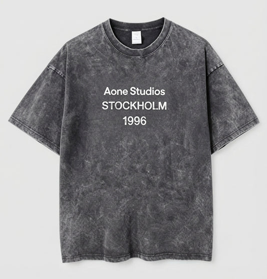 Men's Vintage Acid Wash Oversized Short Sleeve Pure Cotton T-Shirt