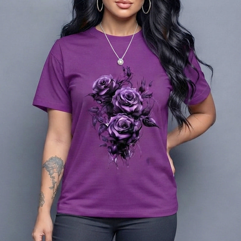 Women's Leopard Love Heart Graphic Print Casual Short Sleeve Red T-Shirt