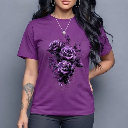Women's Leopard Love Heart Graphic Print Casual Short Sleeve Red T-Shirt