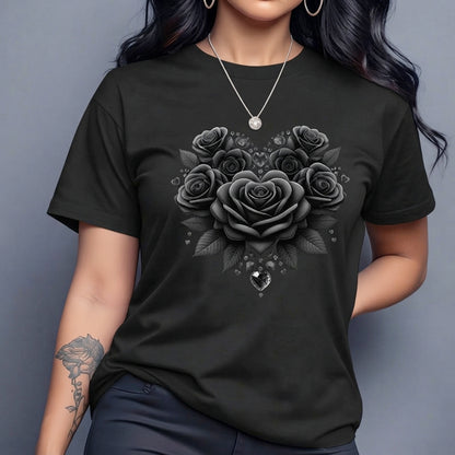 Women's Leopard Love Heart Graphic Print Casual Short Sleeve Red T-Shirt