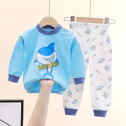 Kids Cute Cartoon Bear Print Long Sleeve Top & Pants Pajama Set