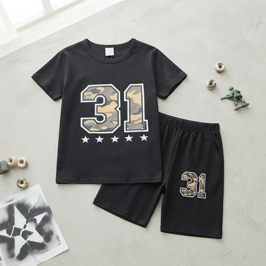 Teenage Boys Casual Graphic T-Shirt and Shorts Set - Multi-Color Selection