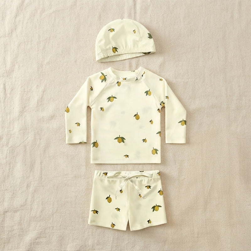 Baby & Toddler Long-Sleeve Rash Guard Swimsuit Set with Matching Hat - Seagull Print