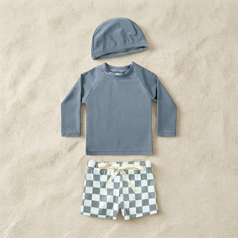 Baby & Toddler Long-Sleeve Rash Guard Swimsuit Set with Matching Hat - Seagull Print