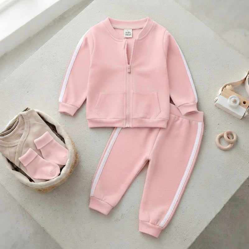 Baby Boys & Girls Bomber Jacket and Track Pants Set Tracksuit with Side Stripes