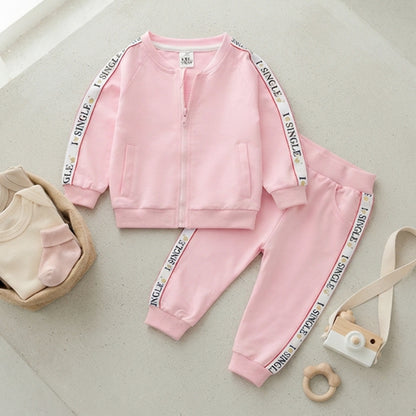 Kids Baby Cute Bear Ear Hooded Zip Jacket & Tracksuit Set