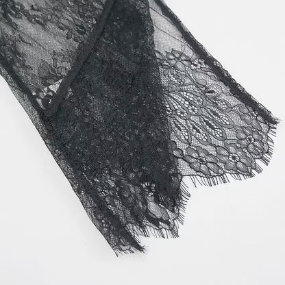Elegance Unveiled Sheer Lace Patchwork Long Dress