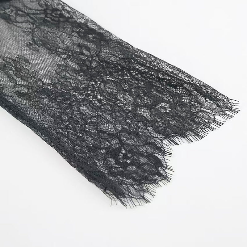Elegance Unveiled Sheer Lace Patchwork Long Dress