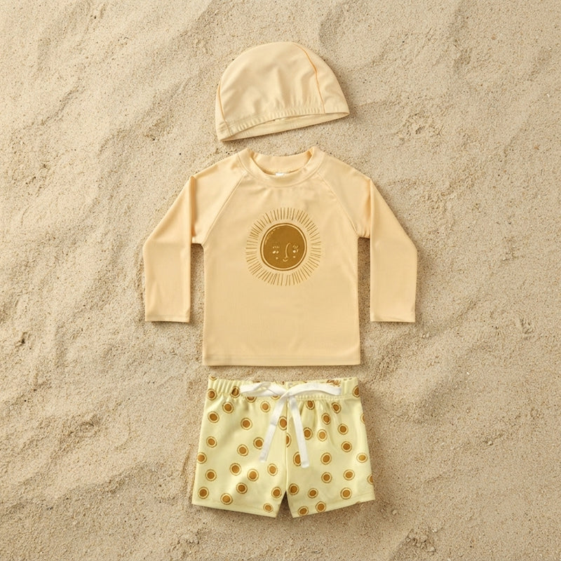 Baby & Toddler Long-Sleeve Rash Guard Swimsuit Set with Matching Hat - Seagull Print