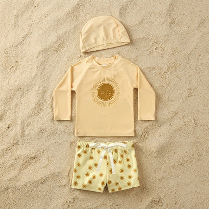 Baby & Toddler Long-Sleeve Rash Guard Swimsuit Set with Matching Hat - Seagull Print