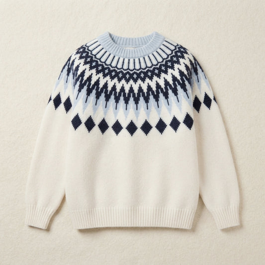 Custom Alpine Frost Fair Isle Sweater - Personalized Winter Geometric Crewneck